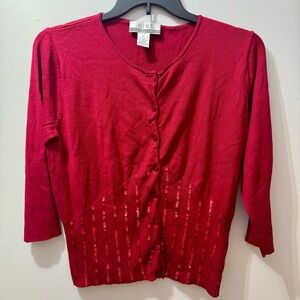 Nine & Company Red Cardigan with Sequins, Women's Size XL